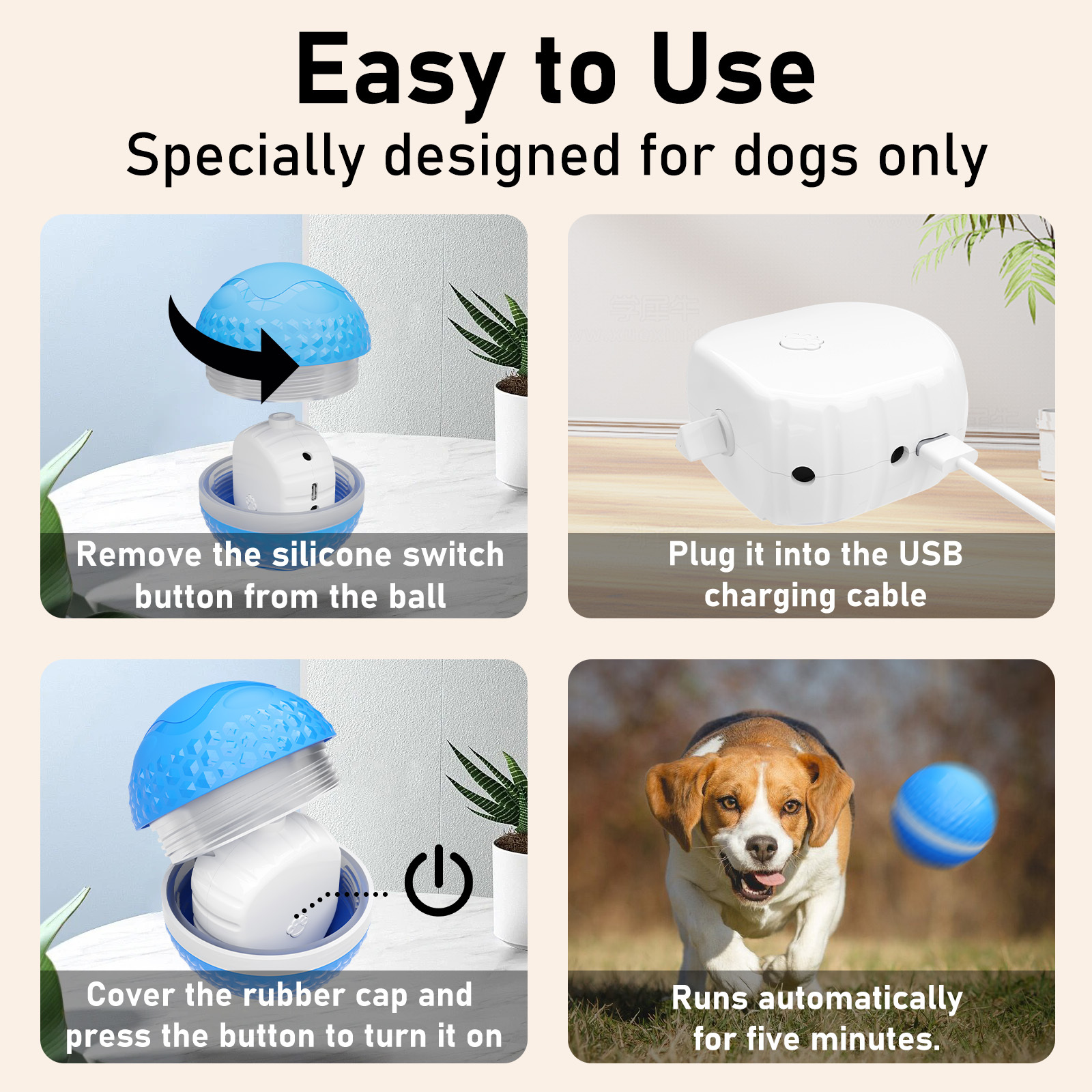Smart Interactive Dog Toys, Automatic Moving Ball With Lighting Modes - Image 3