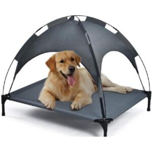 Outdoor Portable Grey Pet, Dog Bed With Awning